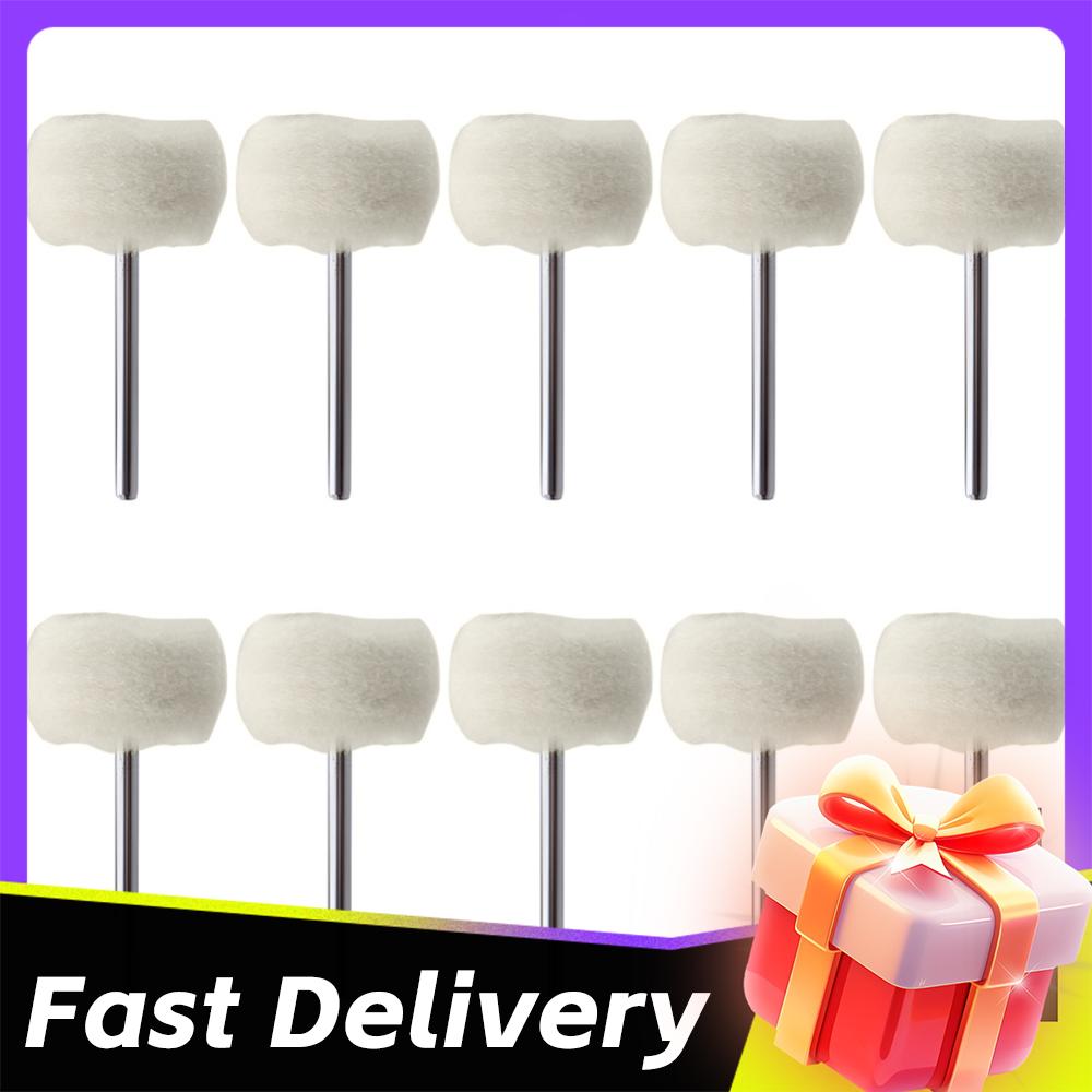 1-20PCS Shank Mounted Soft Wool Wheel Polishing Head with 3mm Shank for Buffing Polishing Jewelry Metals Rotary Tool Accessories
