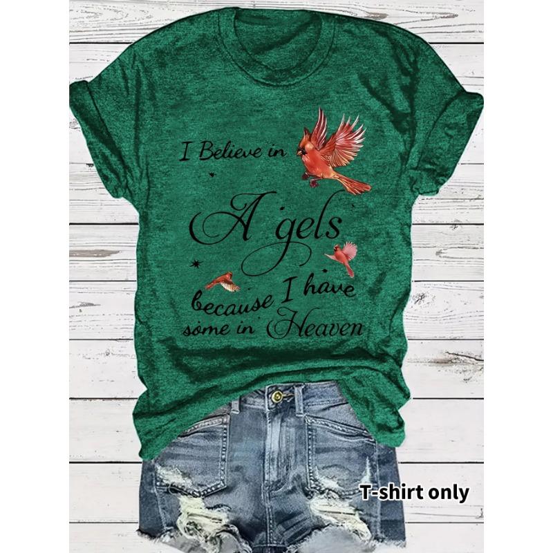 Damen Neues Sommer Rundhals Kurzarm T-Shirt Inspirierender Slogan-Druck Bequemes T-Shirt