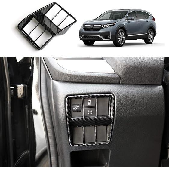 for CRV 2017-2022 Rear Air Condition Vent Outlet Cover Trim Sticker, Carbon Fiber Grain Style Interior Decorative Panel Frame Accessories for Honda