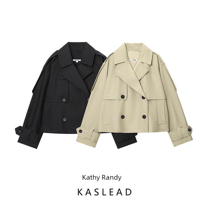 Kaslead New Women Clothes Western Style Versitile Fashion Water Repellent Short Trench Coat 0518240