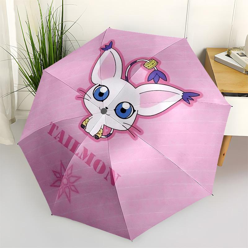 1pc Tailmon Character Illustration Umbrella with Plastic Handle,Suitable for All Seasons Home Travel Outdoor UmbrellaM1079