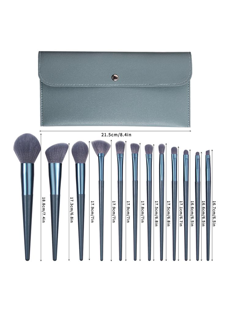 13PCS portable loose powder, blush, eyeshadow and concealer makeup brush set + large-capacity makeup brush storage bag