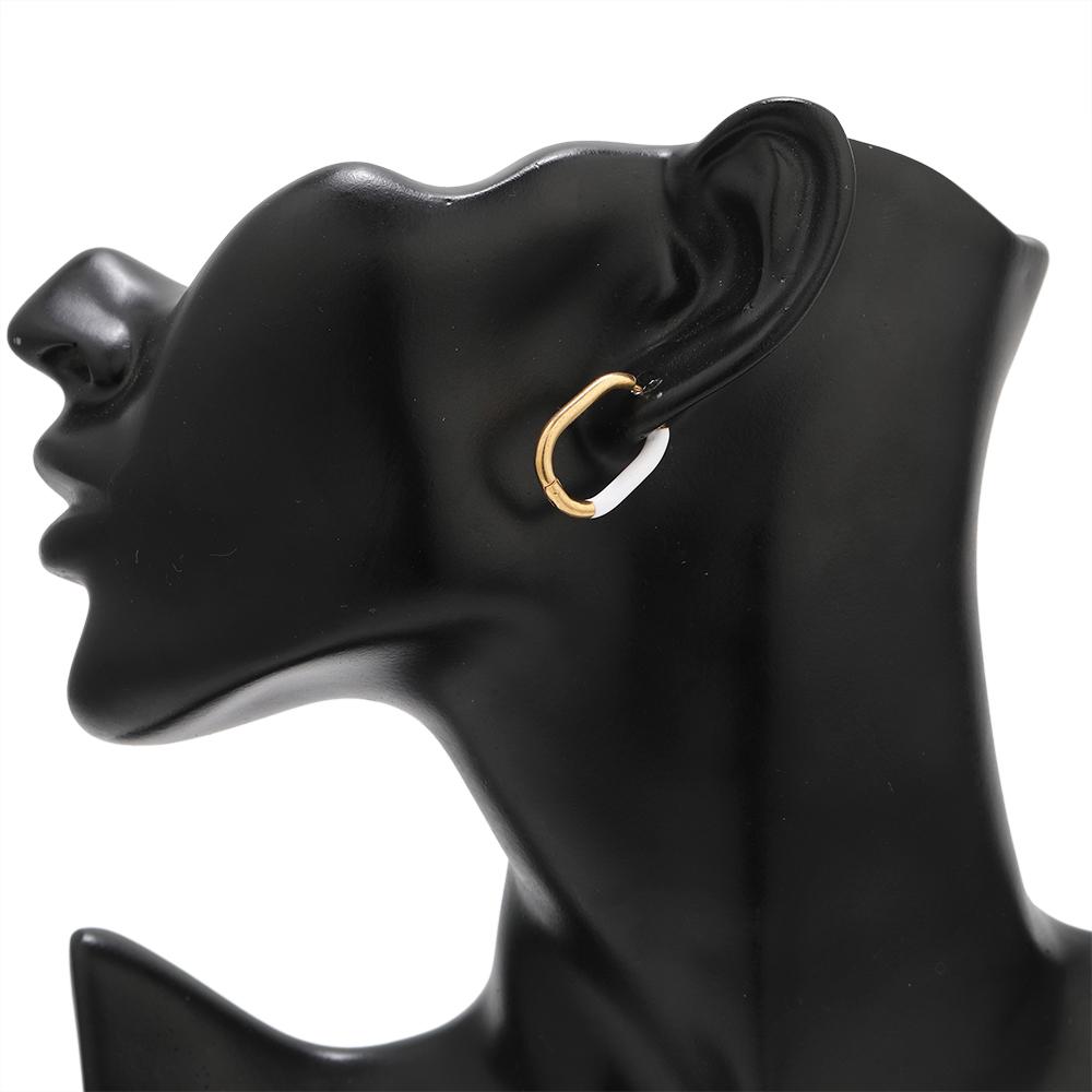 1 Pair Stainless Steel Enamel Rectangle Hoop Earrings Gold Color Small Hoop Earrings for Women Kids Fashion Jewelry Wholesale