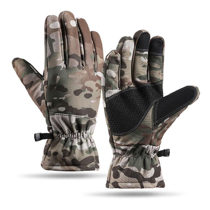 Herbst- und Winter Herren Camouflage Outdoor Ski Taktische Handschuhe Warm Wasserdicht Winddicht Reiten Außenhandel Samt Verdickt A15M