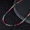 Natural Gemstone Tourmaline Bracelet Women's S925 Sterling Silver Handmade Beaded Clavicle Chain