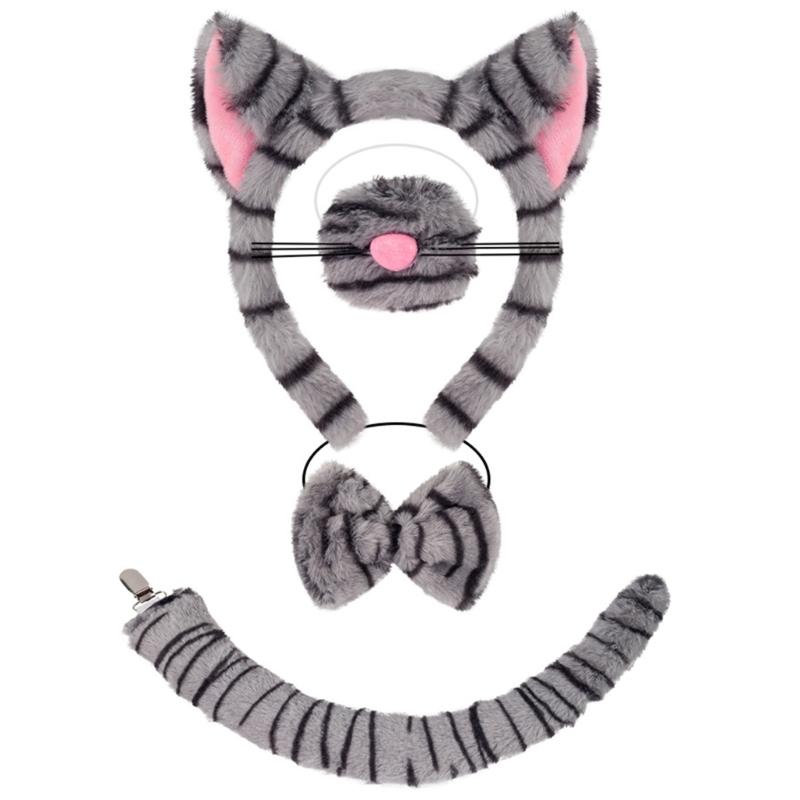 Cats Costume Set Ears Tail Bowite Tutu Animal Fancy Costume Kit Accessories for Kids Girls Halloween Cosplays Props