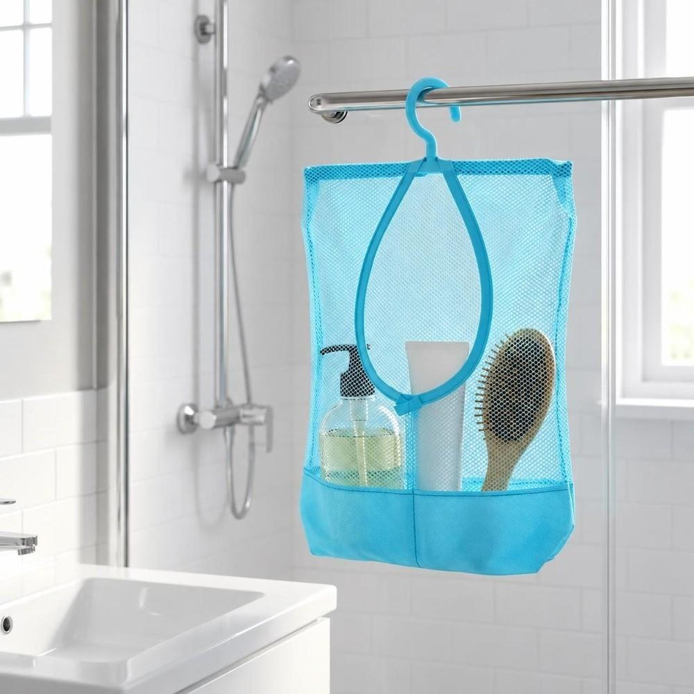 Mesh Fabric Hanging Storage Bag Blue Hanging Mesh Net Bag Storage Hanging Net Kitchen Organization