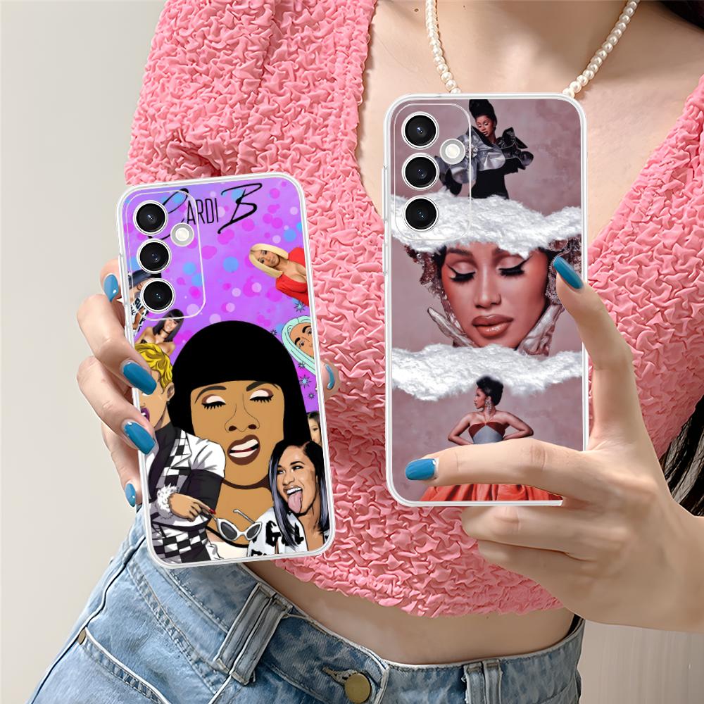 Cardi B Clear Mobile Phone Case for Samsung Galaxy S25 S24 S23 S22 S21Plus FE Ultra Colorful Cover