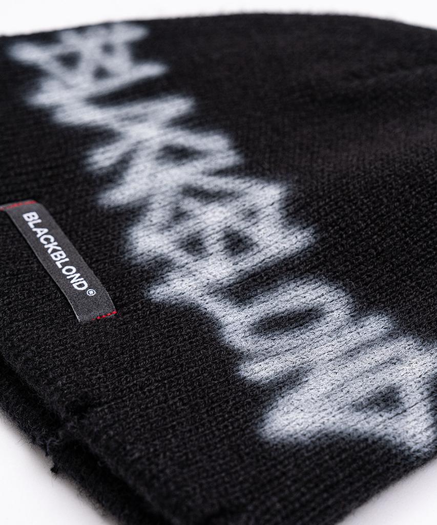 BLACKBLOND Bibbidi Hand-Stitched Graffiti Logo Beanie (Black)