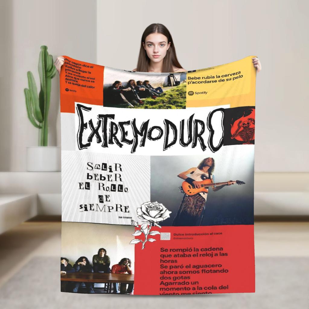 Coperta da viaggio Extremoduro Rock Band Premium Pile Flanella Leggera Coperta da Letto Coperta Morbida e Soffice Uso Stagione Singola