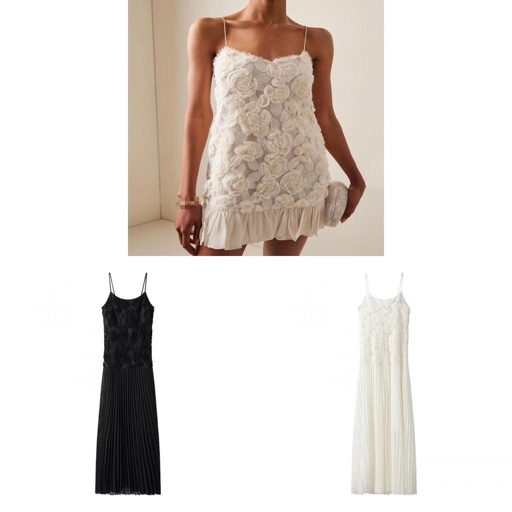 Elegant Polyester Rose Embellished Sleeveless Dress For Spring Womens Casual Style