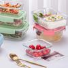 1/2/3 Fack Förtjockad Läckagesäker Mikrovågsugnssäker Matlåda Hög Borosilikatglas Bento-låda Med Lock Lufttäta Matlådor
