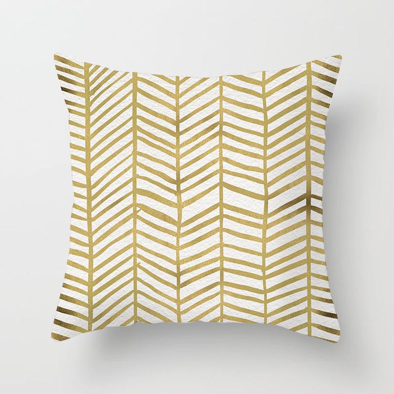 European Style Golden Geometric Print Car Pillow Cover Sofa Cushion Cover Home Furnishings