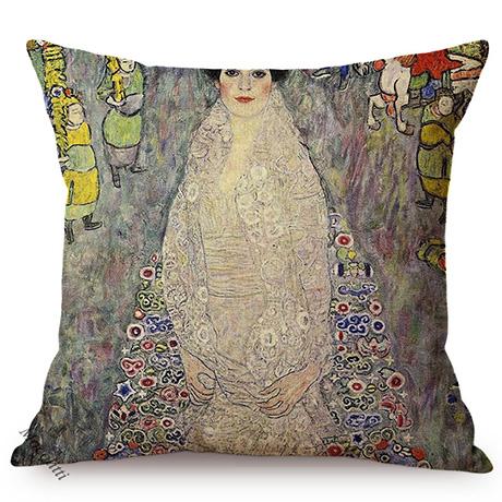 Gustav Klimt Elegant Woman Portrait Oil Painting Art Home Decoration Sofa Throw Pillow Case Sexy Lady Luxury Linen Cushion Cover