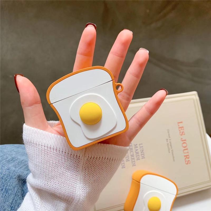 Ins Japan and Korea Cute Toast Egg AirPods Pro Protective Cover Apple 3 Generation Bluetooth Headset Silicone Cover for