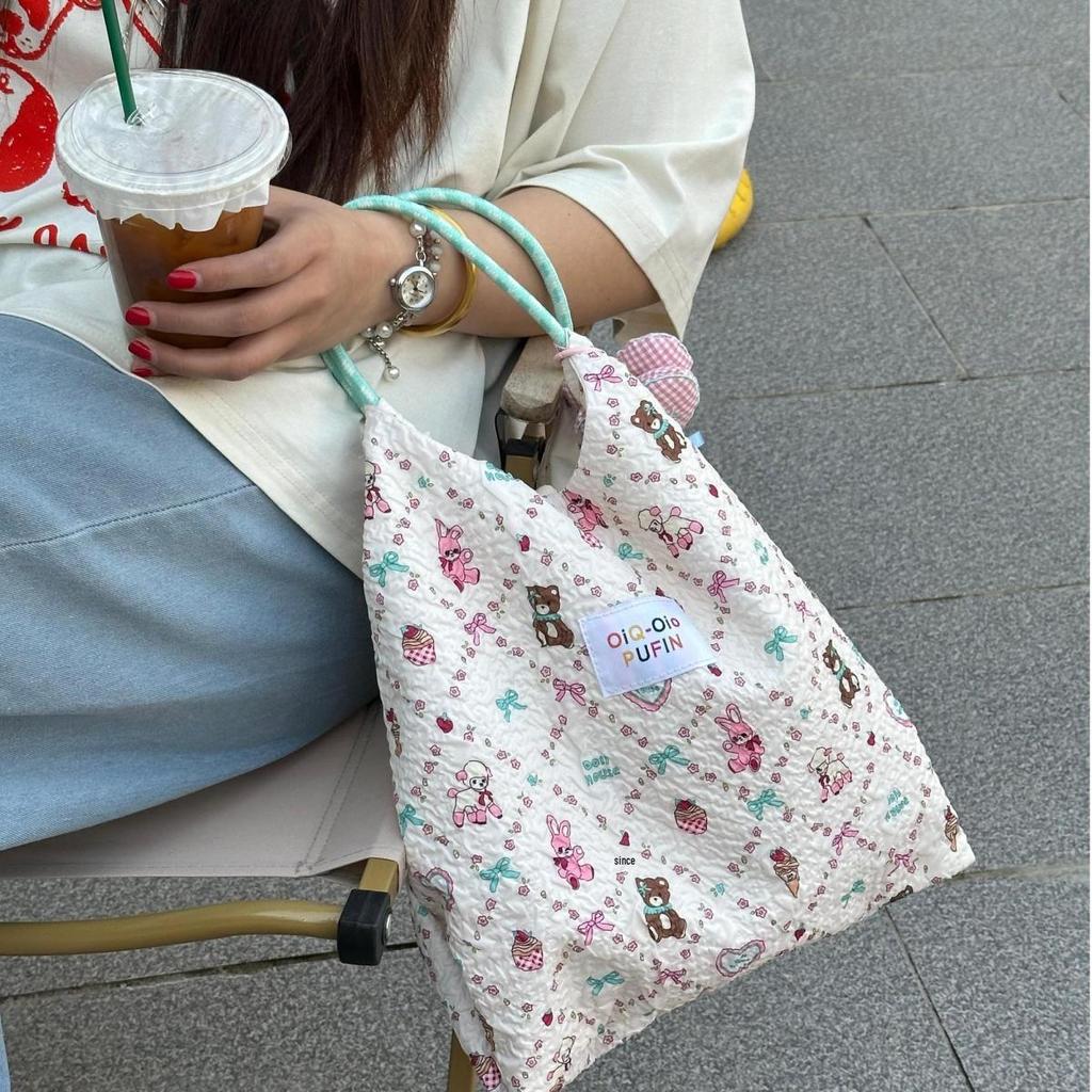 2025 Tragetasche mit großem Fassungsvermögen und Cartoon-Motiv - Koreanischer Stil, schlicht und vielseitig für den täglichen Weg zur Arbeit