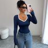 Casual Simple Style Long-sleeved Slim T-shirt Women's Clothing 2025 Autumn and Winter