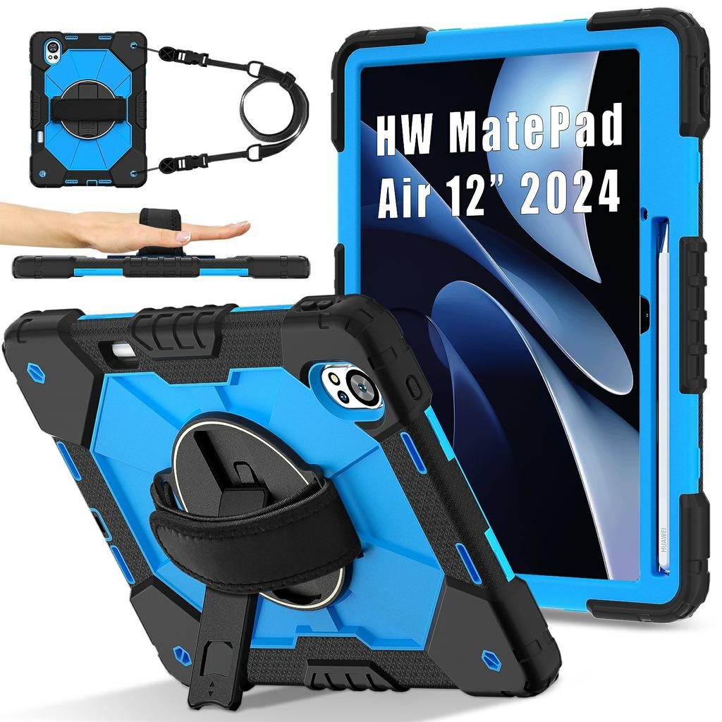 Pro Huawei MatePad Air (2024) Pouzdro Stojánek Silikon+PC Kryt na tablet s ramenním popruhem
