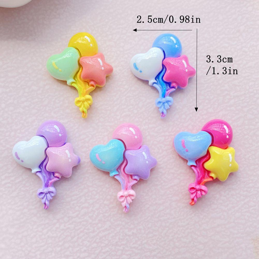 Nouveau Mignon Résine Dessin Animé Forme de Cœur, Série Ballons Forme Étoile Dos Plat Scrapbooking DIY Bijoux Artisanat Décoration