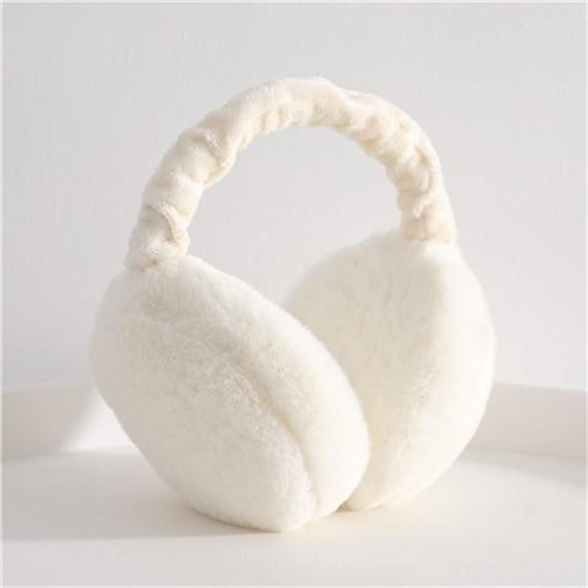 Folding hamburger earmuffs antifreeze warm cold earmuffs plush earmuffs cute winter earmuffs convenient and foldable белый