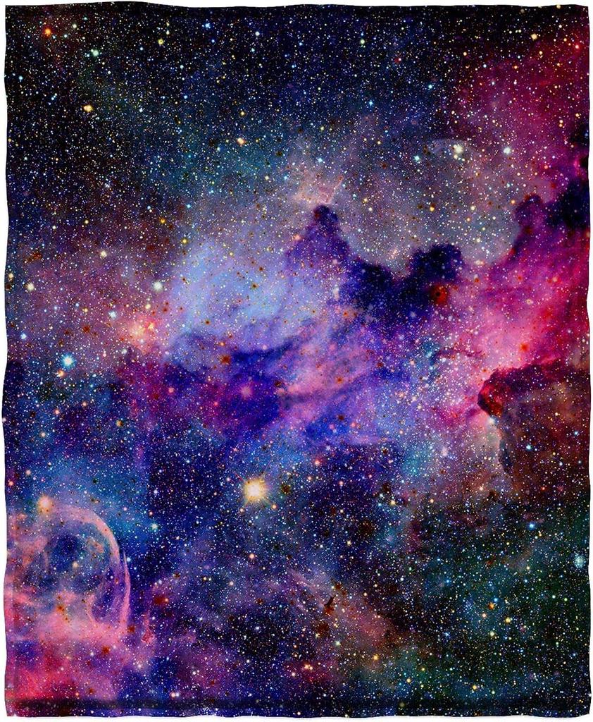 Galaxy Blanket Star Throws Planet Space Gift for Boy Girl Colorful Soft Lightweight Flannel Fleece Blankets Purple for Bed Couch