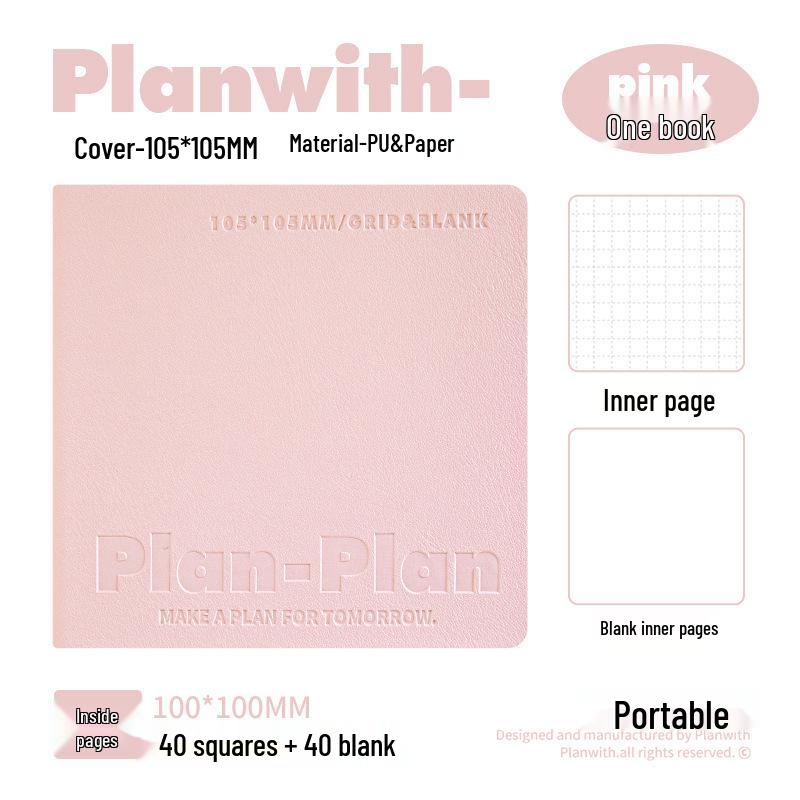 CUBE Planwith Portable Softcover Notebook - Waterproof PU Leather, Stitch-Bound, Pocket Size, 100g Paper