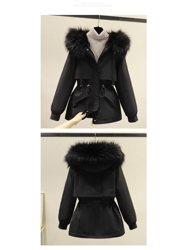 Jachetă de iarnă pentru femei mărime mare din bumbac cu blană artificială 2025