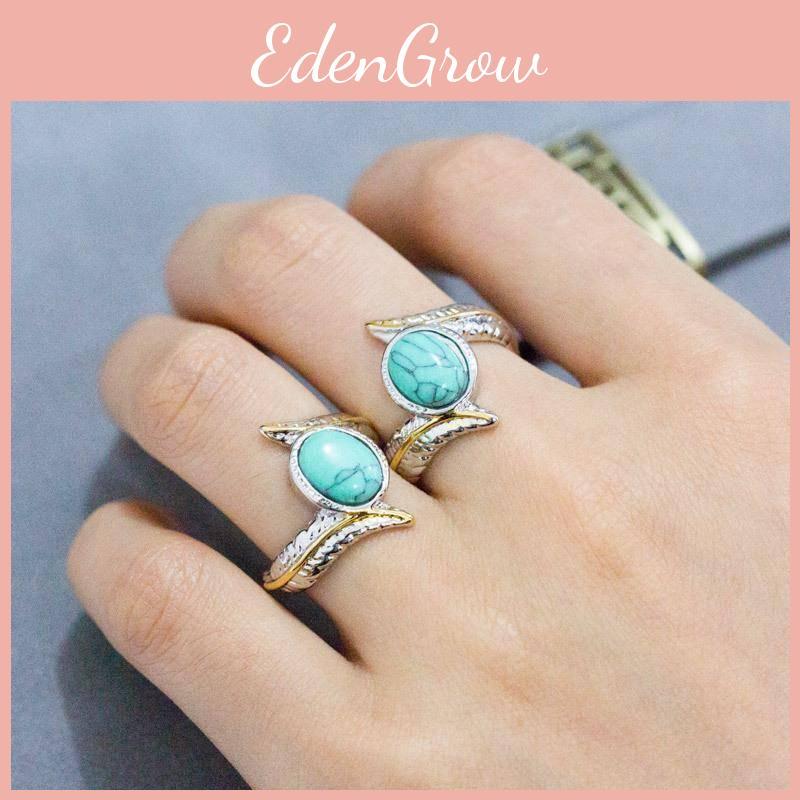 Geometric Style Turquoise Feather Ring For Women Engagement And Party Wear