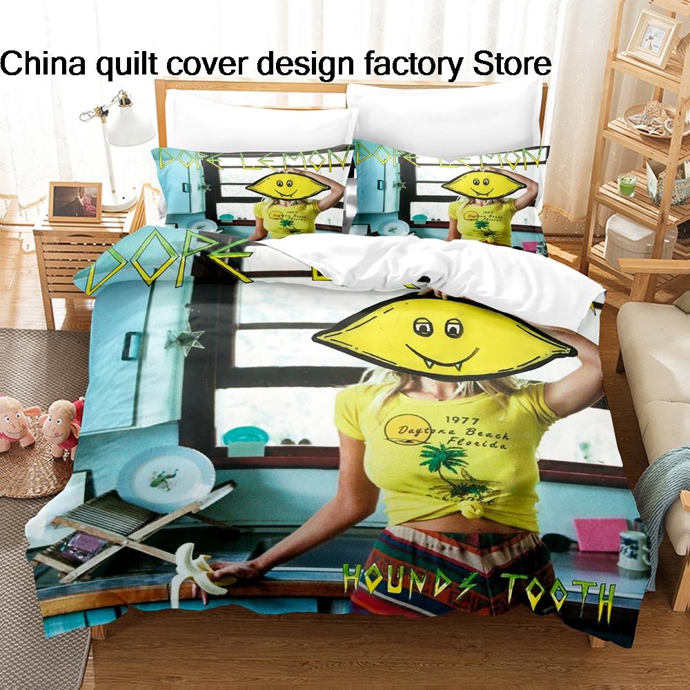 Slipknot-Limited Edition Lemon Vinyl Bedding Set 3D Print Rock Band Duvet Cover Set Heavy Metal Fan Gift for Teens 135x200cm