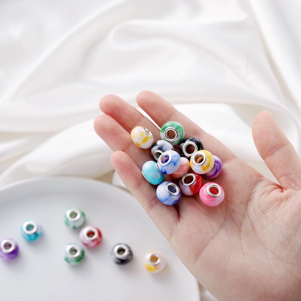5Pcs 9-14mm Big Hole Halo Dyein Round Plastic Acrylic ABS Lmitation Pearl Beads Charm Loose Counter Jewelry Findings Making