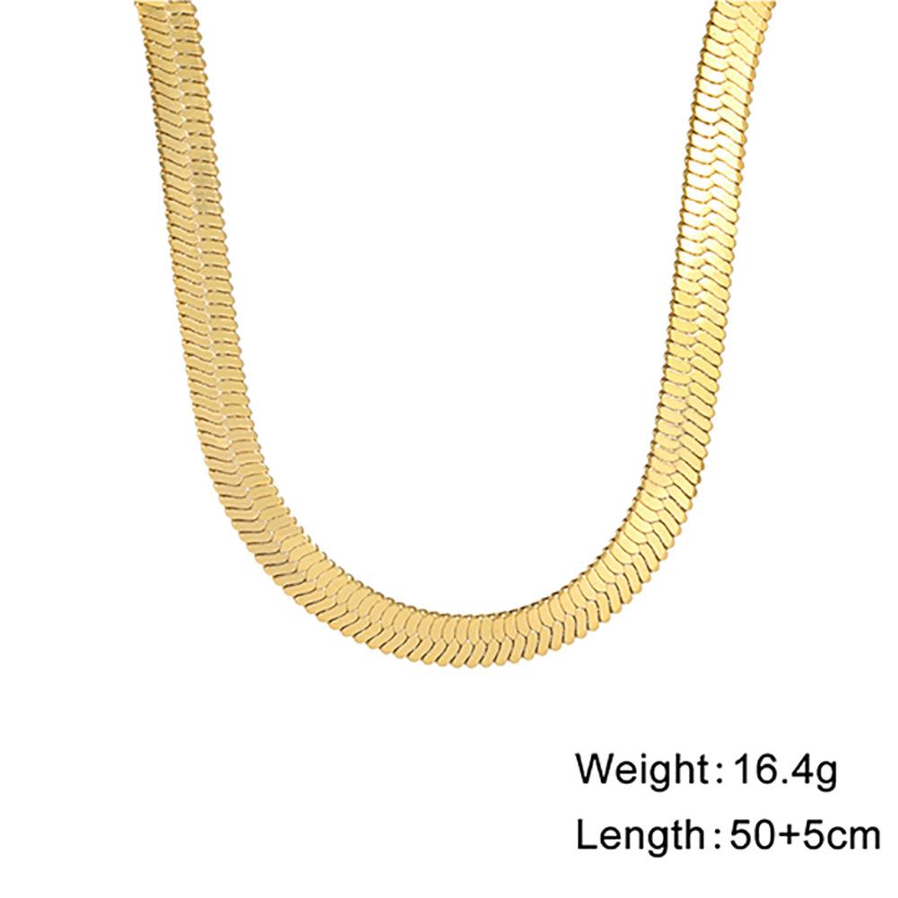 Simple Snake Chain Gold Necklace Unisex Fashion Jewelry Popular Collarbone Chain