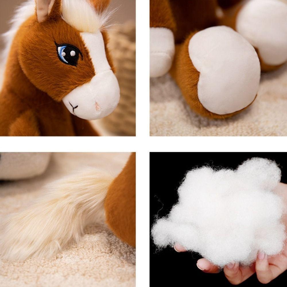 With Mane Sitting Foal Plush Doll Long Tail Cartoon Horse Stuffed Toy Horse Plush Toys  Children