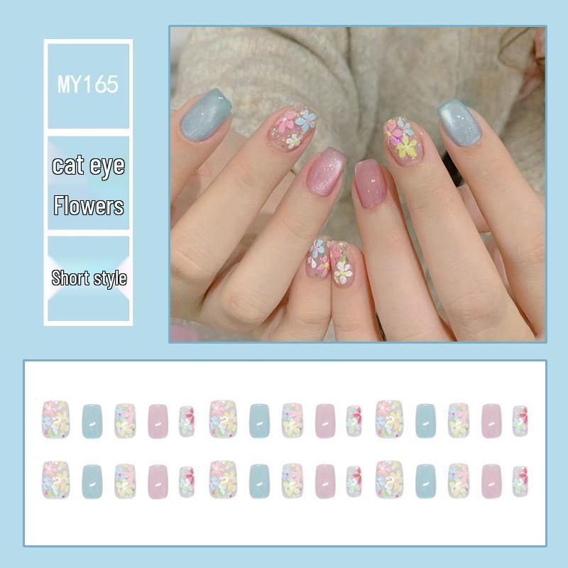 Chasing Light Cat's Eye Crystal Nails: Handmade, Detachable, Flash Diamond Design for Trendy, Stylish Looks.