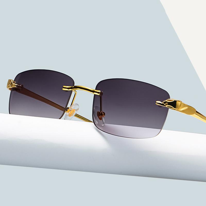 Fashion Vintage Rimless Square Sunglasses Women Men Luxury Brand Designer Popular Travel Driving Metal Small Sun Glasses Uv400