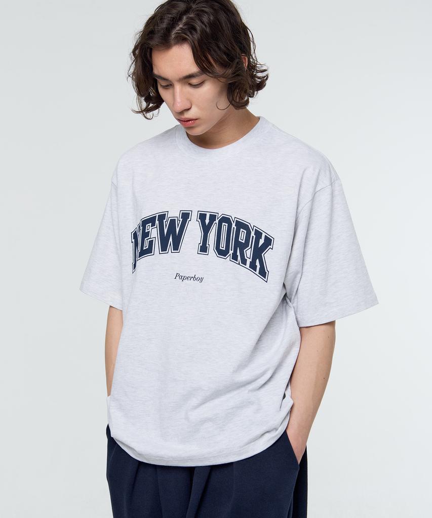 PAPERBOY New York Short Sleeve T-Shirt - White Melange