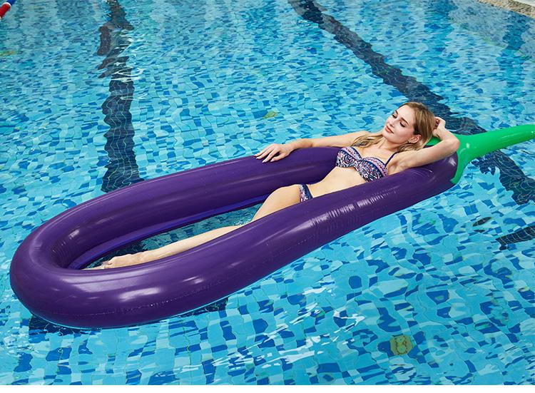 Large Purple Inflatable Eggplant Float with Net Lounger