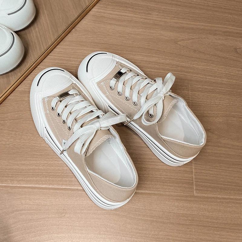 Fashion Autumn Women's Vulcanize Shoes Round Toe Flat Shoes for Women Lace-up Platform Sneakers Outdoor Classic Youth Low Top Sneakers