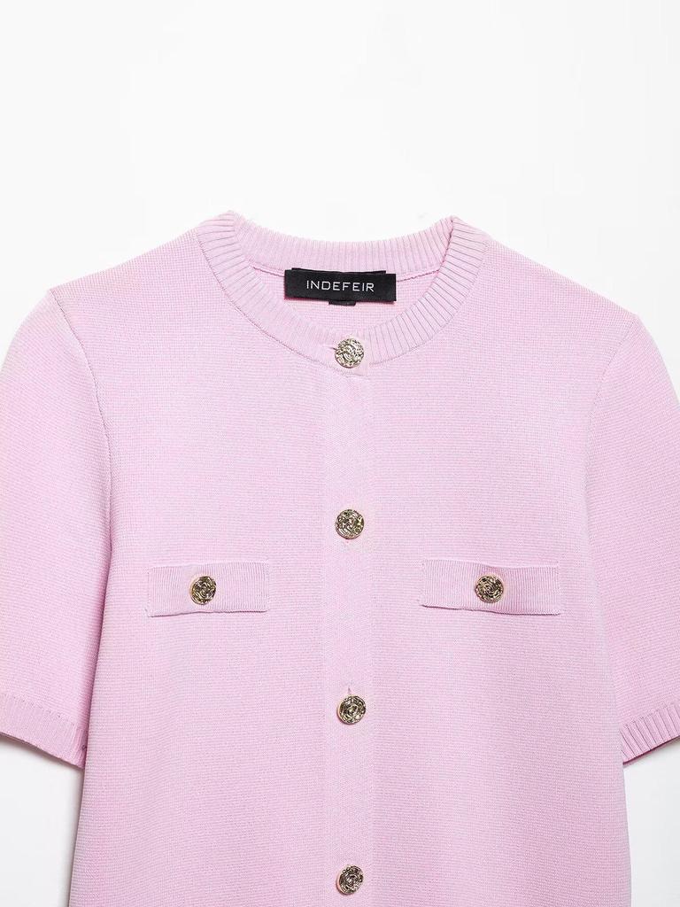 Spring 2025 Women's European & American Style Short Sleeve Knit Top & Midi Skirt Set