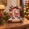 Festive Tabletop Display Wooden Christmas Swing Ornament, Cute Santa Claus Reindeer Penguin 2D Winter Theme Home Accents Flat Decoration for