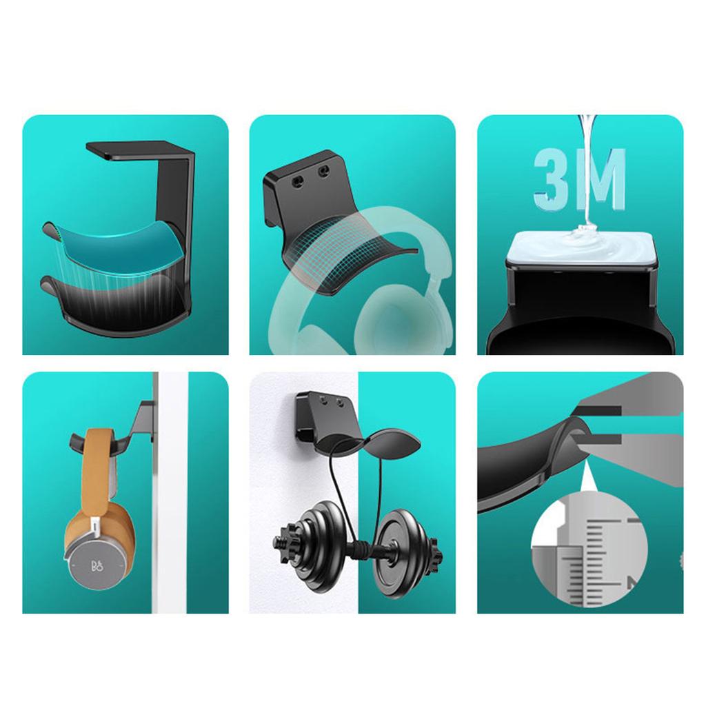 Wandhalterung für Kopfhörerständer, platzsparender Kopfhörerhalter, Haken für unter den Schreibtisch, einfach einzurichtender Klemmhalter