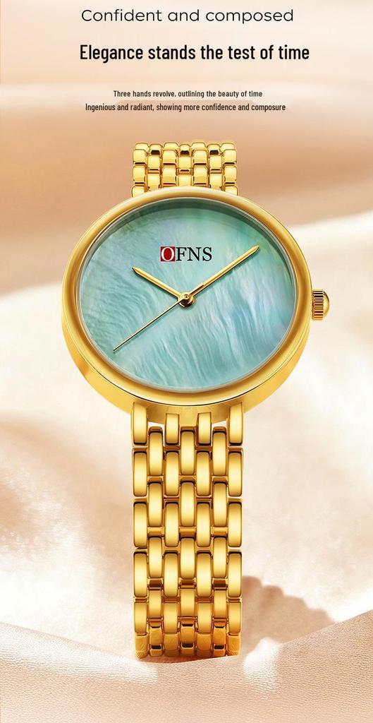 OFNS Women's Ultra-Thin Fashion Quartz Watch: Simple, Trendy, Casual, and Waterproof Design Without Hour Markers