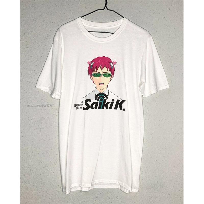 

WHO CARE Retro Anime The Disastrous Life of Saiki K. Short Sleeve T-Shirt XXL белый