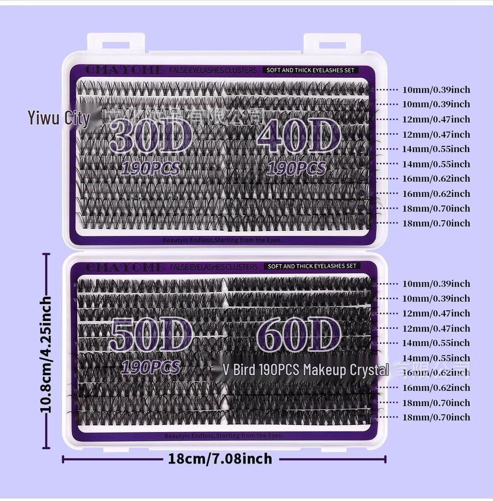 Natural 760 Cluster False Eyelashes - Curved Segmented & Self-Adhesive Individual Lashes