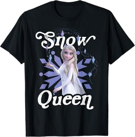 Frozen 2 Elsa Snow Queen Portrait Black TShirt S
