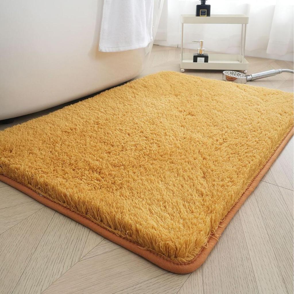 Thick Lambswool Water-Absorbent Bathroom Rug - Solid Color Full Coverage Floor Mat for Living Room, Bedroom, Entrance