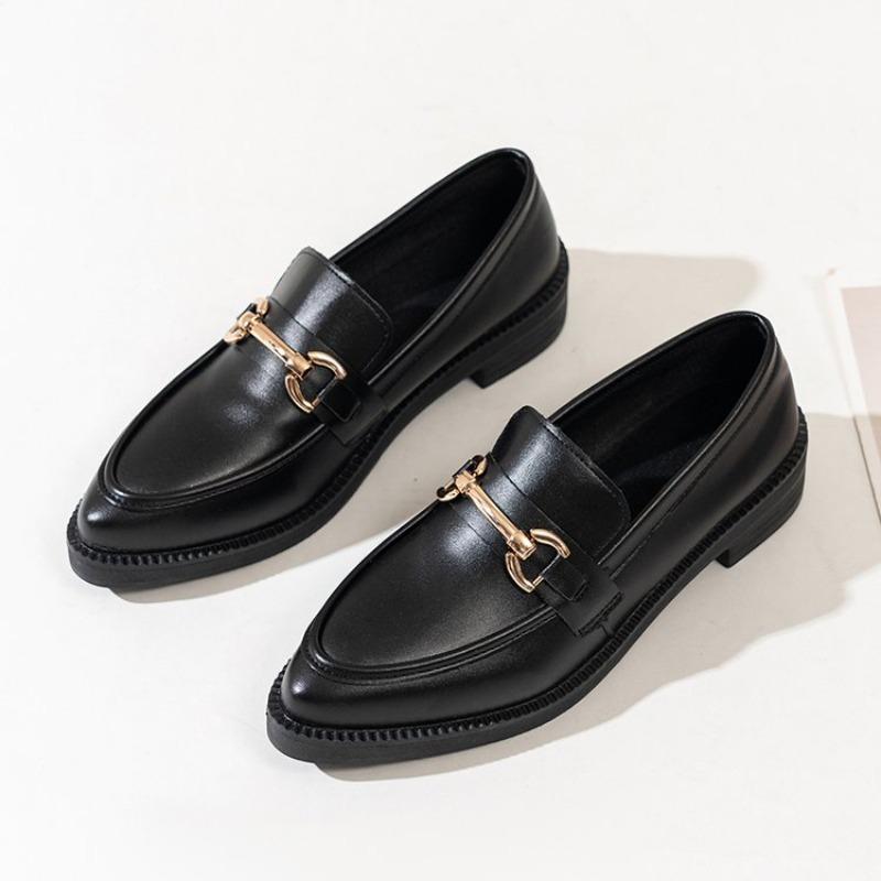 

Увядшая французская мода Офисные женские туфли-лоферы Минималистичные из натуральной кожи с пряжкой Ретро Туфли Женские для поездок на работу 35