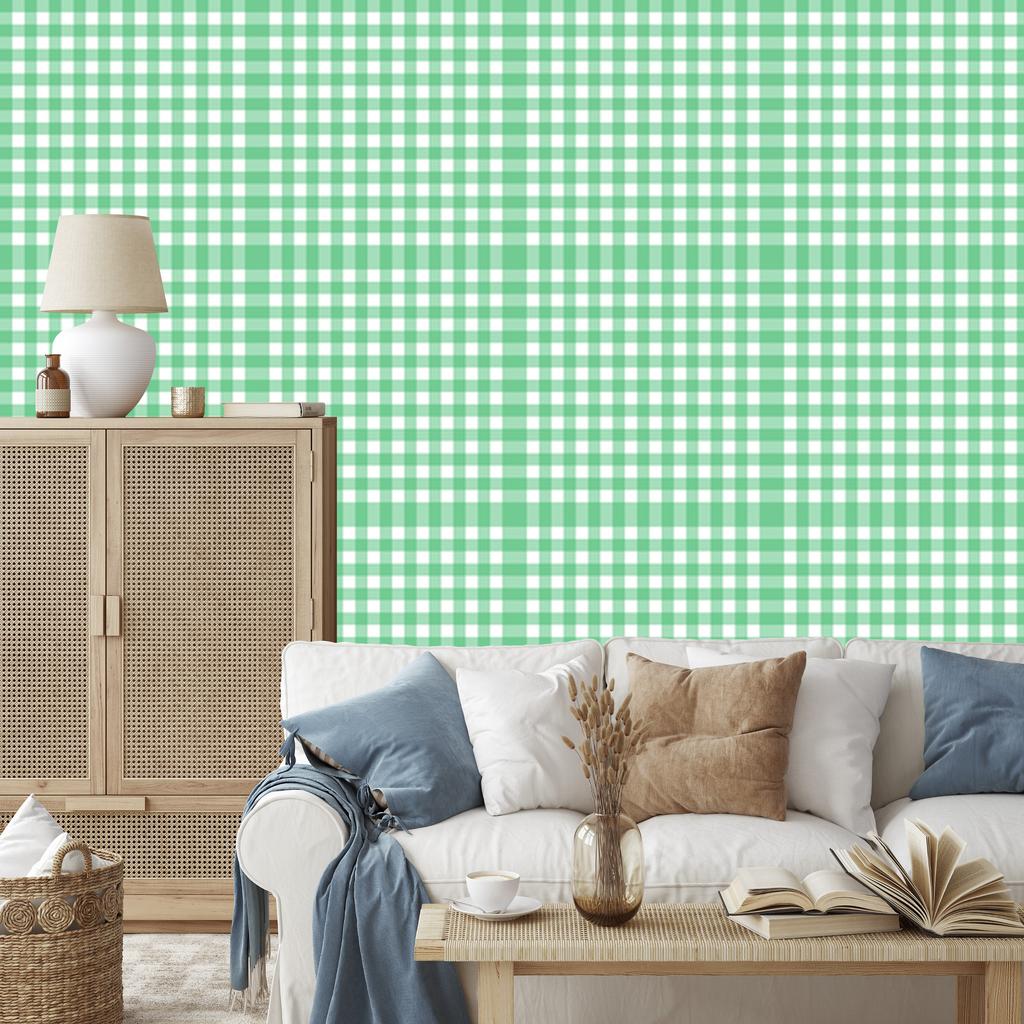 Mint and green fabric pattern wallpaper for living room and bedroom 50x1000