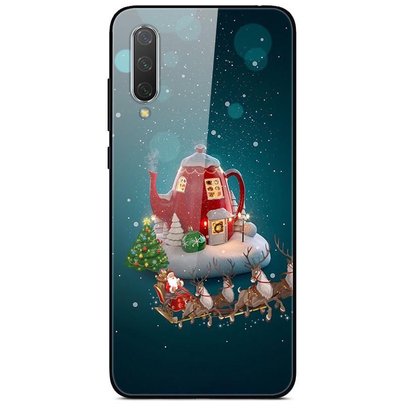 

New Year Christmas Case For Xiaomi Mi 9 Lite CC9 CC9E A3 9T SE Tempered Glass Hard Cover For Redmi Note 8T 8 7 K20 Pro Bumper Mi 9