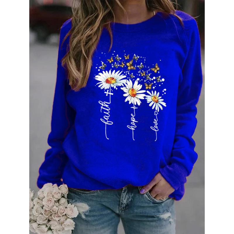 Women's Printed Round Neck Sweatshirt, European American Style 2025