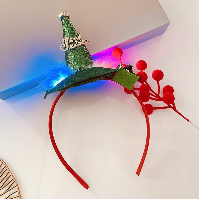Christmas Hair Hoop Christmas Decoration 2025 Hairband Headband Glowing Hair Pins Christmas Gift for Girls Boys Navidad